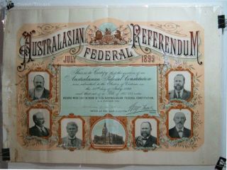 1899 Referendum Australian Federal Constitution (federation) Certificate
