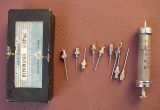 Antique Boots Hypodermic Syringe With 9 Needles Uk Mainland Post