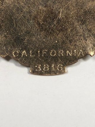 CA 3816 Antique 10K Gold IOOF Odd Fellow 50 Year Pin Fraternal Medal 11.  8 Grams 2