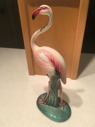 Marked Vintage Large 9 - 3/4 " Inch Will George Pink Flamingo Hand Painted Figurine