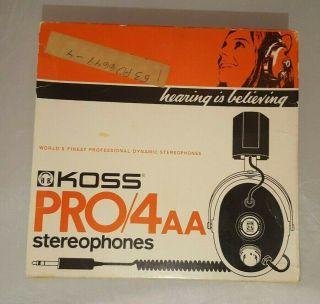 Vintage Koss Pro/4aa Over Ear Headphones W/ Box And Paperwork