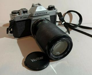 Pentax Asahi K1000 35mm Slr Film Camera W/vivitar 70 - 210mm 1:4.  5 - 5.  6 Mc Vintage