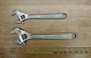 2 Vntg Williams Superjustable Adjustable Wrenches,  10 " & 12 ",  W/condition Issues