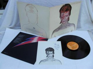 David Bowie Aladdin Sane 1973 Rca 1st Press Uk,  Inner & Fan Club Insert Nm