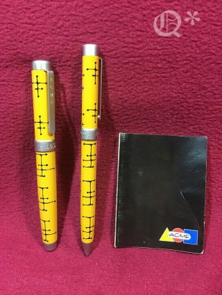 Vintage 2 Acme Studio Dots Yellow Roller Ball Pens By Charles & Ray Eames
