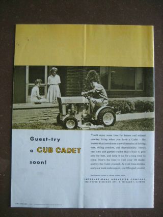 Vintage International Harvester Cub Cadet Lawn Tractor Sales Brochure 2