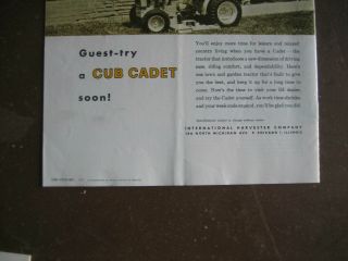 Vintage International Harvester Cub Cadet Lawn Tractor Sales Brochure 3