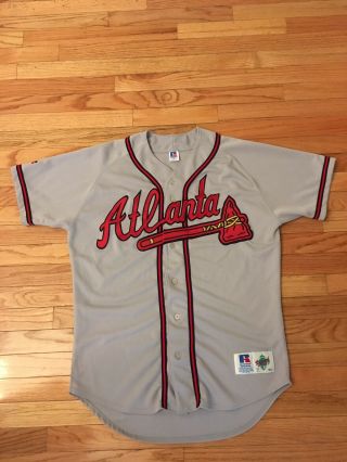 Atlanta Braves Mlb Vintage Authentic Russell Athletic Road Game Jersey Men 