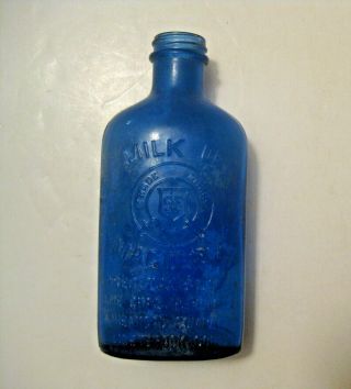 Vintage Milk Of Magnesia Embossed Cobalt Blue Medicine Bottle Glenbrook Conn.