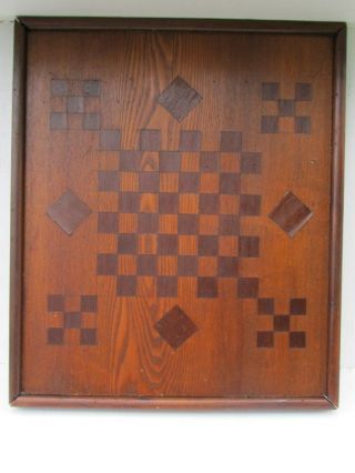 Aafa Primitive Wood Gameboard Antique Chess / Checkers Board 20  X 23.  5 "