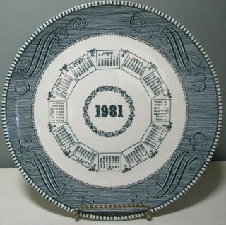 Vintage Royal China Blue And White Currier & Ives Style 1981 Calendar Plate 10 "