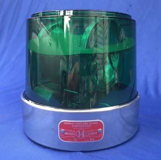Old Stock Vintage Federal Signal Green Model 14 Beacon Light.  See Video