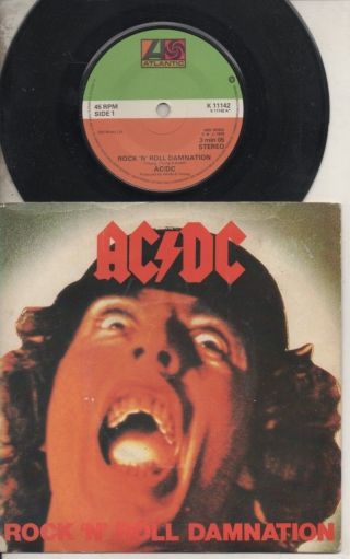 Ac Dc Bon Scott Rare 1978 Uk Only 7 " Oop P/c Single " Rock N Roll Damnation "