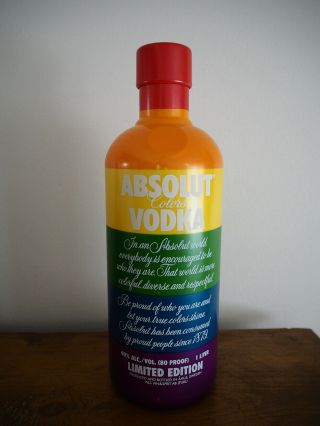 Absolut Colors,  Pride,  Rainbow Vodka Limited Edition Outer Skin For 1l Rare