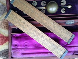 Vintage Sikes Hydrometer.  Farrow And Jackson.  Complete With 2x Slide Rules
