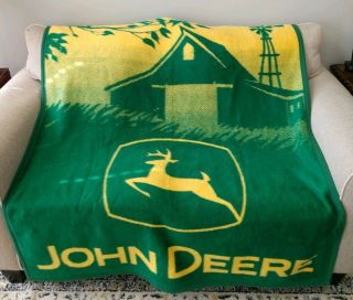 Biederlack Aurora John Deere Farm Barn Blanket Throw - 57 X 48