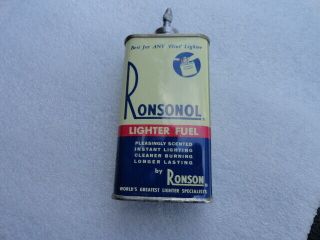 Vintage Ronsonol Lead Top Lighter Fluid 4 Oz.  Can - Minty