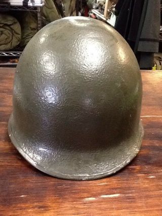 Wwii Us Helmet W/ Liner M1 Fixed Bail With Khaki U.  S.  Army Marine Ww2 Military