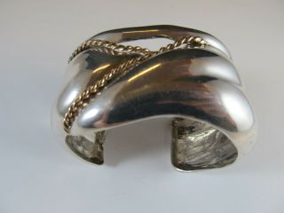 L Sterling Silver Fine Wide Vintage Cuff Bracelet Xlnt Cond