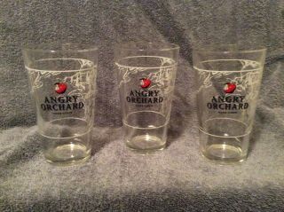 Angry Orchard Hard Cider Beer Pint Glasses - Set Of 3 Euc M