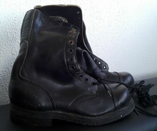 Vintage 1960s Israel Idf Army Zahal Military Black Leather Boots Shoes Size 41