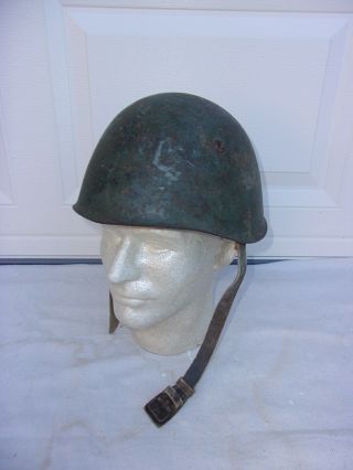 Ww2 Italian M33 Combat Helmet - - Paint,  Liner And Chin Strap - - Not Reissue