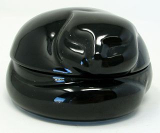 Tiffany & Co Sleeping Black Cat Ceramic Round Lidded Trinket Box 1977 3 " Vintage