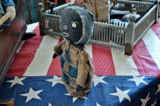 Primitive Handmade Cloth Stump Doll with Button Eyes 3