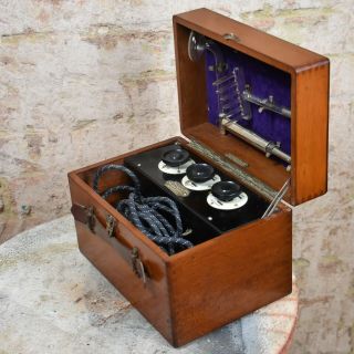 Antique Instrument Rogers Violet Ray Vitalator Mahogany Box Medical