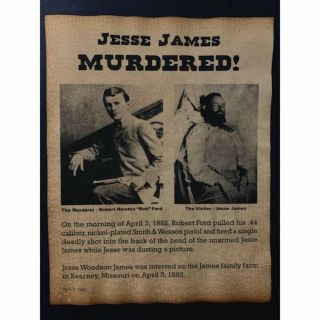 Old West Infamous Outlaw Jesse James Murdered Notice Poster