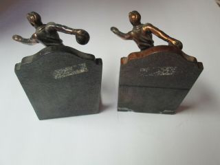 Vintage Bronze Metal Heavy Bowling Bookends Bowler Made in the West by Dodge Inc 3