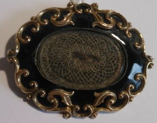 Great Antique Gf Mourning Brooch With Lock Of Hair " In Memory William Lash 1862 "