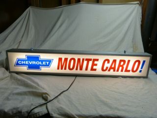 Large Chevrolet Monte Carlo Lighted Dealership Advertising Ok Cars Sign
