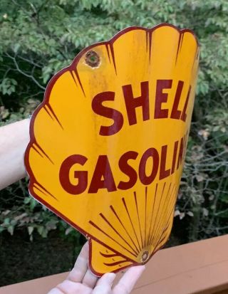 1930 ' S SHELL GASOLINE PORCELAIN VISIBLE PUMP SIGN,  GAS STATION,  PUMP PLATE,  OIL 2