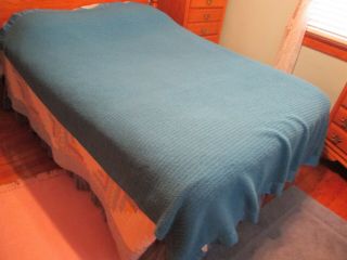 Vintage Jc Penney 72x84 Acrylic Blue Waffle Weave Blanket Bedding Fashion Manor