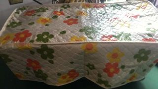 Large Appliance Cover Vintage Retro 1970s Big Flowers Quilted Plastic