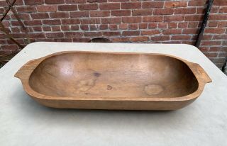 Antique Primitive Hand Carved Wood Trencher Bread Dough Bowl 21”