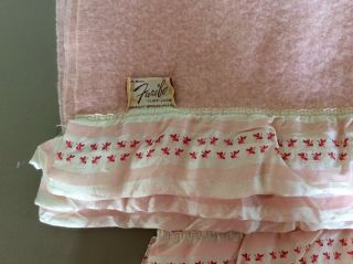 Vtg Faribo 100 Wool Blanket Pale Coral Pink Color W Satin Edge Trim 84 " X 65”