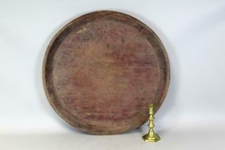 A Rare Pilgrim 17th C 26 " American Deep Charger - Trencher In Maple - Old Surface