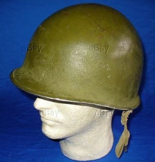 M1 Pot Helmet Fs/fb Ww2 Sewn Straps Front Seam Fixed Bale Westinghouse Liner Ww2