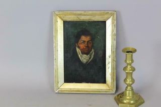 Rare 18th C American Miniature Oil On Board Portrait Of A Gentleman Black Suit