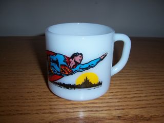 1971 Vintage Dc Comics Superman Federal Milk Glass Coffee Mug