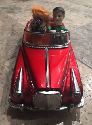 Vintage China Photoing On Car Red Car Battery Operated Tin Toy