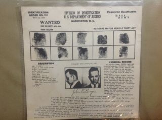 1934 John Dillinger Fbi Wanted Poster Nm