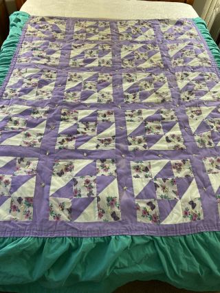 Vintage Handmade Double Sided Jacobs Ladder & Bow Tie Quilt