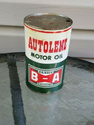 Rare Vintage B/a Autolene Motor Oil Imperial Quart Can British American