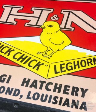 Hammond Louisiana Chicken Hatchery Porcelain Sign Farm Agriculture Seed Feed