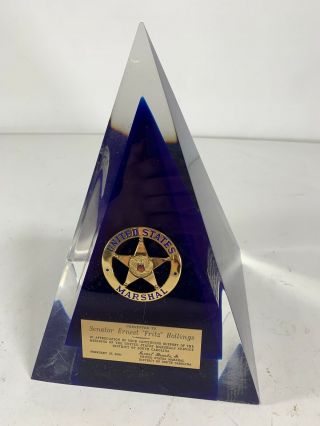 United States Marshal South Carolina Award To Senator Fritz Hollings W/ Badge