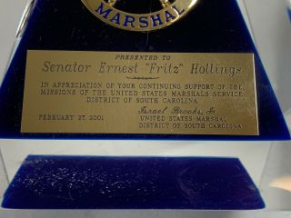 United States Marshal South Carolina Award to Senator Fritz Hollings w/ Badge 2