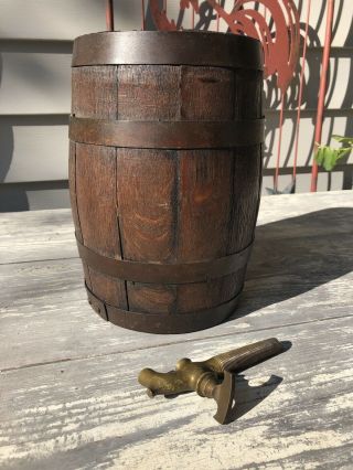 Vintage Small Oak Wood Distillery Whiskey Bourbon Scotch Keg Barrel Bar Decor